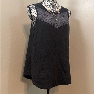 Prana Charcoal Tank Top with Crochet Detail